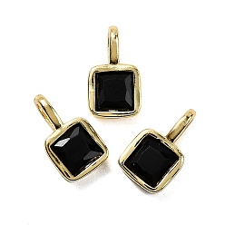 Черный Квадратные медные микро проложить кубических прелести диоксида циркония, стойки покрытие, долговечный, без кадмия и без свинца, золотые, чёрные, 11.5x6.5x4 мм, отверстие : 4x2.5 мм