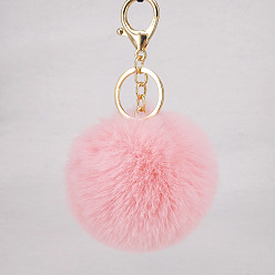 skin pink Пушистый женский брелок с помпоном, Подвеска-подвеска для автомобиля с милым мехом кролика
