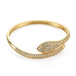 Real 16K Gold Plated Snake Bangles for Women, Brass Micro Pave Cubic Zirconia Bangles, Nickel Free, Real 16K Gold Plated, Inner Diameter: 2-1/4 inch(5.6cm)