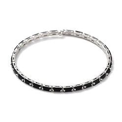 Черный Платиновые латунные браслеты-манжеты, с прямоугольником фианитами, чёрные, внутренний диаметр: 2-1/8 дюйм (5.5 см)