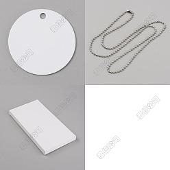 Плоский Круглый 45 шт. пустые двухсторонние алюминиевые подвески с термопереносом, любимая бирка, белые, 45Изготовление ожерелья из железного шара, плоско-круглые, 40x1 мм, отверстие : 4 мм