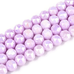 Сливовый Антикоррозийные гальванические стеклянные бусины, имитация драгоценных камней, круглые, с покрытием AB цвета, граненые, два тона, слива, 5.6~6 мм, отверстие : 1 мм, около 69~71 шт / нитка, 14.96~15.35'' (38~39 см)