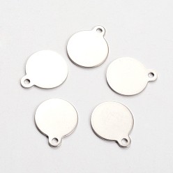 Stainless Steel Color Stainless Steel Stamping Blank Tag Pendants, Flat Round, Stainless Steel Color, 22x18x1mm, Hole: 2mm