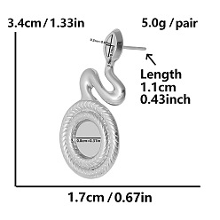 Серебро Винтажные нерегулярные 304 серьги-гвоздики в форме змеи из нержавеющей стали, серебряные, 34x17 мм