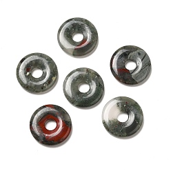 Bloodstone Natural African Bloodstone Pendants, Donut/Pi Disc Charm, 29.5x5.5mm, Hole: 8.3mm