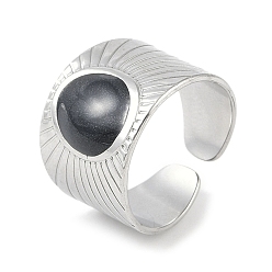 Нержавеющая Сталь Цвет 304 овальные манжетные кольца из эмалированной нержавеющей стали, широкие открытые кольца для женщин, цвет нержавеющей стали, 14 мм