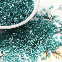 Dark Turquoise Transparent Colours Luster Glass Seed Beads, Hexagon(Two Cut), Dark Turquoise, 2x1.5mm, Hole: 0.9mm