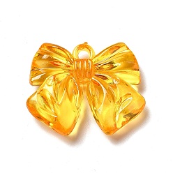 Золотистый Прозрачные акриловые подвески, очарование бантом, золотые, 24x30x7 мм, отверстие : 3 мм, Около 180 шт / 500 г