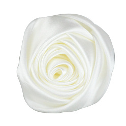 (404) Непрозрачное AB Кислое яблоко Атласная ткань ручной работы 3d цветок розы, аксессуары для украшения обуви, шапки, одежды своими руками, цветочный белый, 5.5 см