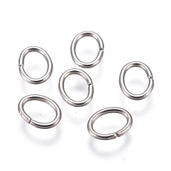 Stainless Steel Color 304 Stainless Steel Jump Rings, Open Jump Rings, Oval, Stainless Steel Color, 24 Gauge, 4.6x3.5x0.5mm, Inner Diameter: 2.2x3.2mm