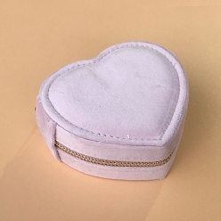 Thistle Heart Velvet Jewelry Organizer Zipper Boxes, Portable Travel Jewelry Case, for Earrings, Necklaces, Rings, Thistle, 10x9x5cm
