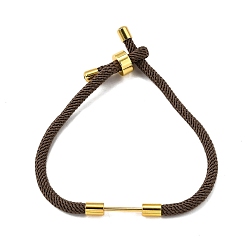 Коричневый Плетеный браслет из нейлонового шнура, с латунной фурнитурой , реальный 18 k позолоченный, кофе, 9-1/2 дюйм (24 см), ссылка: 24x4 mm