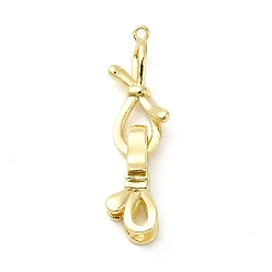 Real 18K Gold Plated Rack Plating Brass Knot Fold Over Clasps, Lead Free & Cadmium Free, Long-Lasting Plated, Real 18K Gold Plated, Knot: 21.5x10.5x5.5mm, Hole: 1.2mm, Clasps: 18x8x5.5mm, Hole: 5.5x3mm