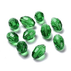 Зеленый Стекло имитация австрийских хрустальных бусин, граненые, овальные, зелёные, 15x9 мм, отверстие : 0.8~1.4 мм