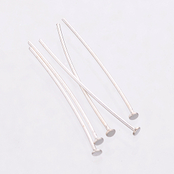 Silver 925 Sterling Silver Flat Head Pins, Silver, 24~25x0.5mm, Head: 2mm, about 344pcs/20g.