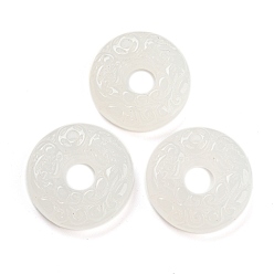 White Opaque Resin Pendants, Textured Donut Charms, White, 29.5x7.5mm, Hole: 3mm