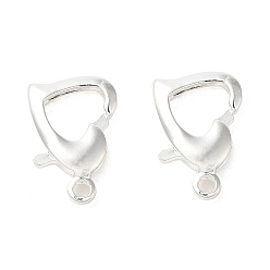 925 Sterling Silver Plated Brass Lobster Claw Clasps, Heart, 925 Sterling Silver Plated, 9x13x3mm, Hole: 1.4mm