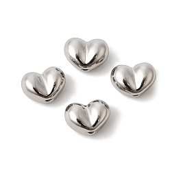Платина Латунные бусины, сердце, платина, 6.5x9x5 мм, отверстие : 1.2 мм