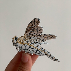 Гейнсборо Заколка для волос из ацетата стрекозы, аксессуар для волос, челка, аксессуар для волос, светло-серые, 75x45 мм