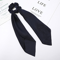 C214 Velvet Ribbon - Navy Blue Color No. 28 Silk Satin Solid Color Hair Scrunchies with Long Tails and Printed Ribbon for Women