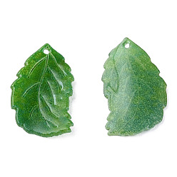 Green Plastic Pendants, Leaf, Green, 19x11x2mm, Hole: 0.9mm