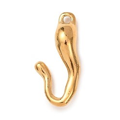 Золотой 304 подвески из нержавеющей стали, крючок-очарование, золотые, 18.5x8.5x4 мм, отверстие : 1.2 мм