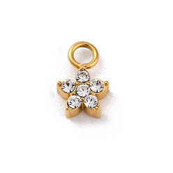 Кристалл 304 из нержавеющей стали горный хрусталь подвески, ионное покрытие (ip), реальный 14 k позолоченный, , кристалл, 10x6.5x3 мм, отверстие : 2 мм