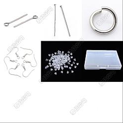 Нержавеющая Сталь Цвет Наборы для изготовления ювелирных изделий своими руками, в том числе пластиковые ушные гайки, 304 Фурнитура для сережек из нержавеющей стали, штифт и открытое соединительное кольцо, цвет нержавеющей стали, 4x0.5 мм, внутренний диаметр: 3 мм