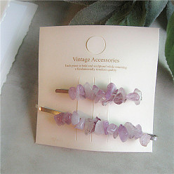 A purple set. Irregular Minimalist Colorful Gemstone Bead Hair Clip - Geometric Design, Simple, Stylish.
