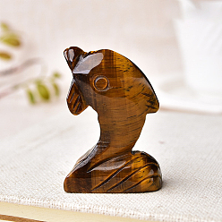 Tiger Eye Natural Tiger Eye Carved Healing Dolphin Figurines, Reiki Energy Stone Display Decorations, 30x18x50mm