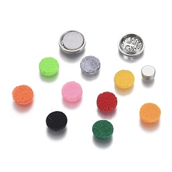 Mixed Color 304 Stainless Steel Diffuser Locket Aromatherapy Essential Oil, with Perfume Pad, Perfume Button for Face Mask, Flat Round with Tree of Life, Mixed Color, 12x4.5mm