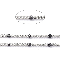 Black 304 Stainless Steel Enamel Curb Chains, with Spool, Soldered, Faceted, Black, 2.5x2x0.8mm, 32.80Feet/roll(10m/roll)