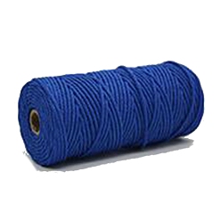 Dark Blue Cotton String Threads, Macrame Cord, Decorative String Threads, for DIY Crafts, Gift Wrapping and Jewelry Making, Dark Blue, 3mm, about 109.36 Yards(100m)/Roll