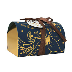 Черный Коробка для хранения конфет из цветочной бумаги с золотым тиснением и лентой, мешки для подарков на рождество, чёрные, 9.7x6.2x5.9 см