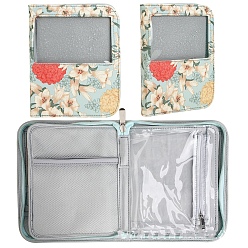 Pale Turquoise Jasmine Flower Printed Oxford Cloth Knitting Needles Cases with Clear Window, Travel Organizer Storage Bag for Knitting Needles, Tunisian Crochet Hooks & Accessories, Pale Turquoise, 190x155x40mm