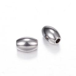Stainless Steel Color 201 Stainless Steel Beads, Oval, Stainless Steel Color, 7x5mm, Hole: 2mm