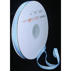Sky Blue Double Face Satin Ribbon, Nylon Ribbon, Sky Blue Gingham Ribbon, about 1/4 inch(7mm) wide, 50 yards/roll(45.72/roll)