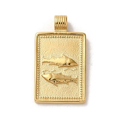 Pisces 304 Stainless Steel Pendants, Rectangle with Constellations, Real 14K Gold Plated, Pisces, 25x14x2mm, Hole: 2mm