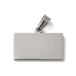Stainless Steel Color 304 Stainless Steel Stamping Blank Tag Pendants, Rectangle Charm, Stainless Steel Color, 14x20x1.5mm, Hole: 2x5mm