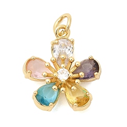 Настоящее золото 18K Подвески из латуни с прозрачным фианитом, без свинца и без кадмия, долговечный, , реальный 18 k позолоченный, 18x16x5 мм, Перейти кольцо: 5x1 мм, внутренний диаметр: 3 мм