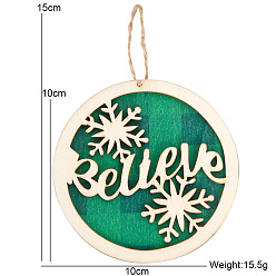 Green background snowflake letter A style Christmas Wooden Door Pendant Interior Decoration Party Decoration Christmas Decoration Wooden Pendant