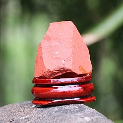 Red Jasper Raw Rough Nuggets Natural Red Jasper Rock Mineral, with Wood Base, for Home Desktop Decoration, 45x25mm