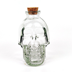 Прозрачный 3d стеклянные бутылки с черепом, графин для винных напитков, с деревянной пробкой, прозрачные, 1000 мм