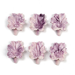 Фиолетовый Резные бусины из синтетического коралла, цветок, фиолетовые, 29x23.5x10 мм, отверстие : 1 мм