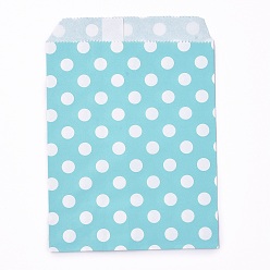 Sky Blue Kraft Paper Bags, No Handles, Food Storage Bags, Polka Dot Pattern, Sky Blue, 18x13cm