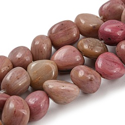 Rhodochrosite Natural Rhodochrosite Bead Strands, Tumbled Stone, Nuggets, 7~9.5x9~11x7~11mm, Hole: 1mm, about 42~43pcs/strand, 15.75''~15.94''(40~40.5cm)