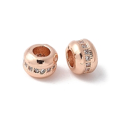 Розовое Золото Латунные микропаве из прозрачного кубического циркония, без свинца и без кадмия, долговечный, стойки покрытие, рондель, розовое золото , 4.5x6.5 мм, отверстие : 2.5 мм