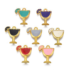 Mixed Color Rack Plating Alloy Enamel Charms, Lead Free & Cadmium Free, Cocktail, Mixed Color, 17x14x2mm, Hole: 1.5mm