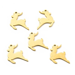 Golden 201 Stainless Steel Pendants, Christmas Theme, Christmas Reindeer, Golden, 16x16x1mm, Hole: 1.5mm