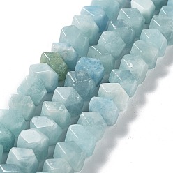 Aquamarine Natural Aquamarine Beads Strands, Nuggets, Faceted, 6~8x10.5~14x8~9.5mm, Hole: 1.2mm, about 57~61pcs/strand, 15.16''~15.39''(38.5~39.1cm)
